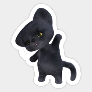 3D rendering of an adorable black Kitten Sticker